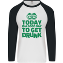 Good Day to Get Drunk St. Patrick's Day Mens L/S Baseball T-Shirt White/Black