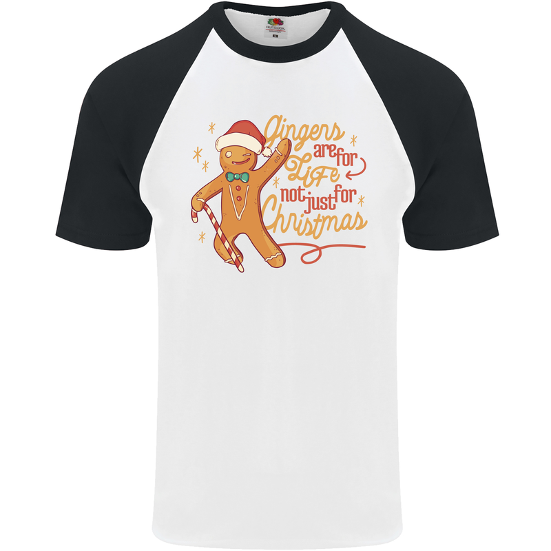 Gingers are for Life Funny Christmas Xmas Mens S/S Baseball T-Shirt White/Black