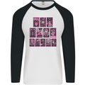 Tarot Cards Fortune Teller Skulls Mens L/S Baseball T-Shirt White/Black