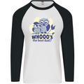 Whoos the Best Dad Funny Fathers Day Owl Mens L/S Baseball T-Shirt White/Black