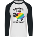 Rainbow Sheep Funny LGBT Gay Pride Day Mens L/S Baseball T-Shirt White/Black