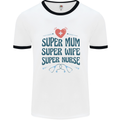 Super Mum Wife Nurse Mothers Day Gift Mens Ringer T-Shirt White/Black