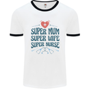 Super Mum Wife Nurse Mothers Day Gift Mens Ringer T-Shirt White/Black