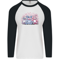 Zombie Cat Rabbit Bear Halloween Gothic Mens L/S Baseball T-Shirt White/Black