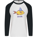 Goldfish Atitude Great White Shark Wannabe Mens L/S Baseball T-Shirt White/Black