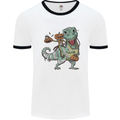 T-Rex Halloween Pumpkin Mens Ringer T-Shirt White/Black