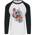 Union Jack MOD Scooter British Flag Bike Mens L/S Baseball T-Shirt White/Black