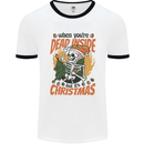 Dead Inside at Christmas Xmas Skull Mens Ringer T-Shirt White/Black