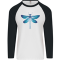 A Blue Dragonfly Mens L/S Baseball T-Shirt White/Black