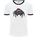 Christmas Tarantula Funny Xmas Hat Spider Mens Ringer T-Shirt White/Black