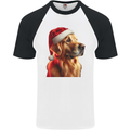 Christmas Golden Retriever Dog Xmas Mens S/S Baseball T-Shirt White/Black