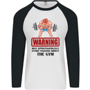 Gym May Start Talking About Mens L/S Baseball T-Shirt White/Black