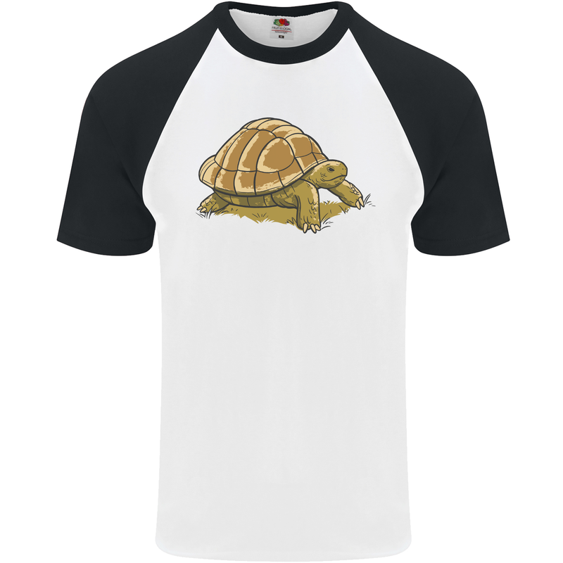 A Brown Tortoise Mens S/S Baseball T-Shirt White/Black