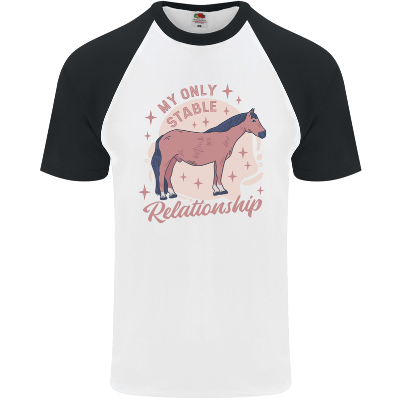 Equestrian Horse My Only Stable Relationship Mens S/S Baseball T-Shirt White/Black