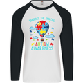 Autism Awareness Embrace Amazing Autistic Mens L/S Baseball T-Shirt White/Black