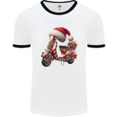 Christmas Scooter Xmas Hat MOD Moped Mens Ringer T-Shirt White/Black
