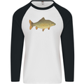 A Carp Fish Fishing Fisherman Mens L/S Baseball T-Shirt White/Black