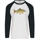 A Carp Fish Fishing Fisherman Mens L/S Baseball T-Shirt White/Black