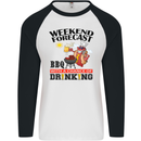 BBQ Weekend Forecast BBQing Alcohol Beer Mens L/S Baseball T-Shirt White/Black