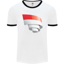 Curled Indonesia Flag Indonesian Day Football Mens Ringer T-Shirt White/Black