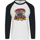 Quad Biking Adrenaline Off Road ATV Biker Mens L/S Baseball T-Shirt White/Black