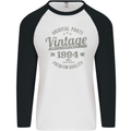 Vintage Year 29th Birthday 1994 Mens L/S Baseball T-Shirt White/Black