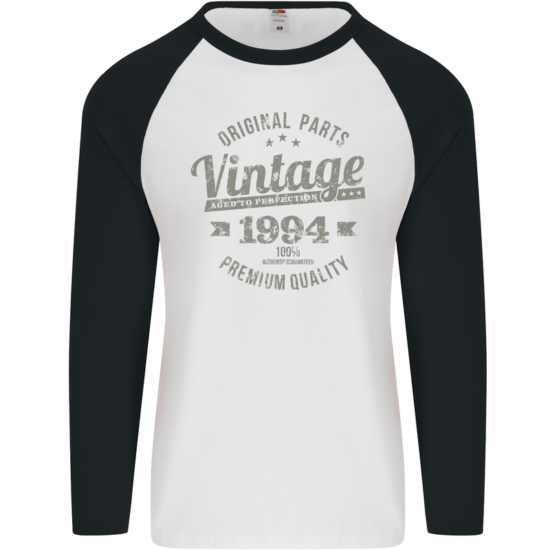 Vintage Year 29th Birthday 1994 Mens L/S Baseball T-Shirt White/Black