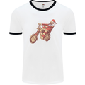 Biker Santa Christmas Motorcycle Chopper Skull Mens Ringer T-Shirt White/Black