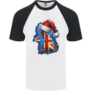 Christmas Great Britain UK Union Jack Xmas Flag Mens S/S Baseball T-Shirt White/Black