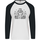 Gym I'd Flex but I Like This Funny Mens L/S Baseball T-Shirt White/Black
