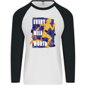 Running Every Mile Cross Country Marathon Runner Mens L/S Baseball T-Shirt White/Black