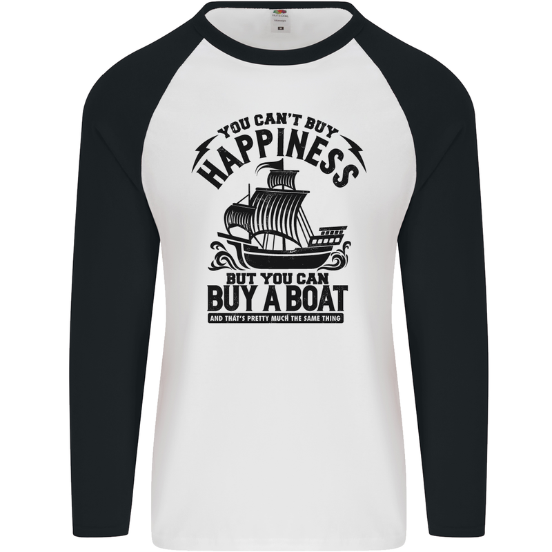 Boats You Can't Buy Hapiness Sailor Sailing Mens L/S Baseball T-Shirt White/Black