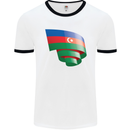 Curled Azerbaijan Flag Azerbaijani Day Football Mens Ringer T-Shirt White/Black