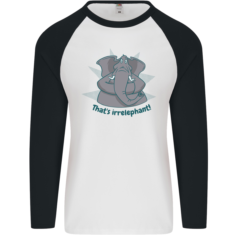 Irrelephant Funny Elephant Mens L/S Baseball T-Shirt White/Black