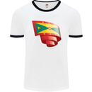Curled Grenada Flag Grenadians Day Football Mens Ringer T-Shirt White/Black