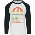 Grandpa Man Myth Legend Funny Fathers Day Mens L/S Baseball T-Shirt White/Black