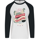 Life is Better With Chickens Around Farmer Mens L/S Baseball T-Shirt White/Black