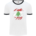 Torn Lebanon Flag Lebanese Day Football Mens Ringer T-Shirt White/Black