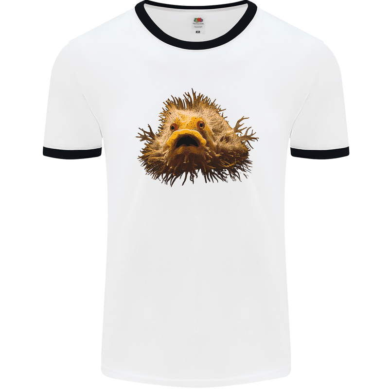 A Hairy Frogfish Mens Ringer T-Shirt White/Black