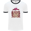 Christmas Hedgehog Wearing an Xmas Hat Mens Ringer T-Shirt White/Black