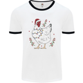 A Christmas Chicken Wearing an Xmas Hat Mens Ringer T-Shirt White/Black