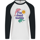 I'm Dead Inside Dolphins Sunrise Mens L/S Baseball T-Shirt White/Black