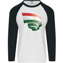 Curled Tajikistan Flag Tajik Day Football Mens L/S Baseball T-Shirt White/Black