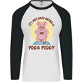 It's Not Easy Being a Yoga Piggy Funny Pig Mens L/S Baseball T-Shirt White/Black