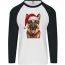 Christmas German Shepherd Xmas Dog Alsatian Mens L/S Baseball T-Shirt White/Black
