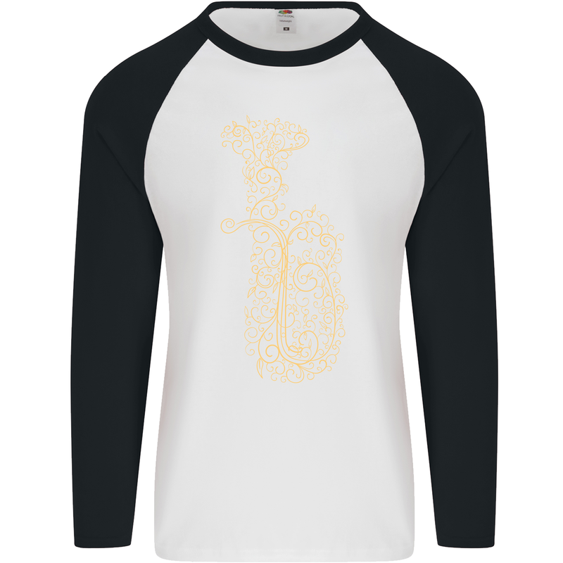 A Tuba Musical Instruments Brass Band Mens L/S Baseball T-Shirt White/Black