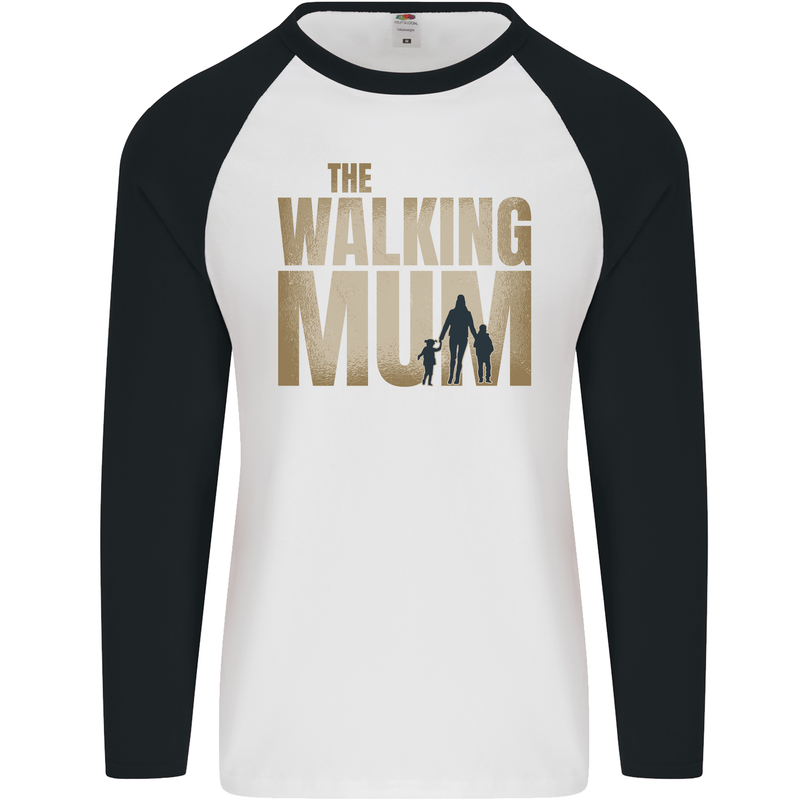 The Walking Mum Funny Mothers Day Mummy Mens L/S Baseball T-Shirt White/Black