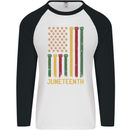 Juneteenth Black Lives Matter USA Flag Mens L/S Baseball T-Shirt White/Black