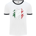 Torn Italy Flag Italians Day Football Mens Ringer T-Shirt White/Black