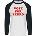 Vote For Pedro Mens L/S Baseball T-Shirt White/Black